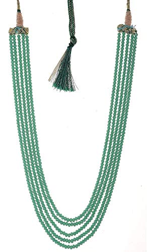 AV FASHION INDIA - Turquoise Colour Crystal Opaque Stone Beads Necklace 5 Strand For Women and Girl Fashion Jewellery (AV_C11)