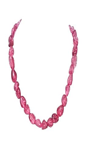 AV Fashion India - Pink Tourmaline Tumble Gemstone Single Layer Necklace for Girl and Women 1 Strand Pink Mala Fashion Jewellery (AV_T02)