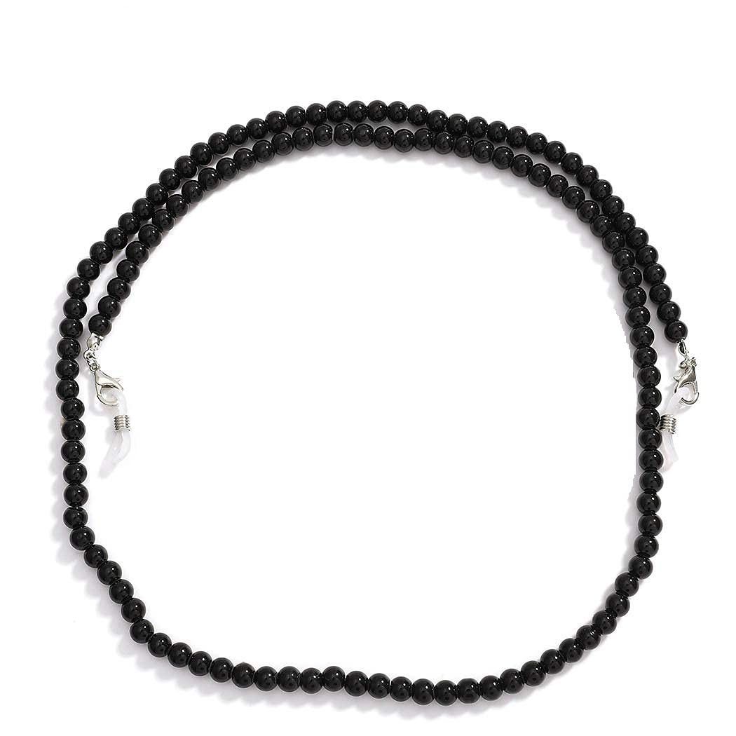 AV Fashion India - Round Black Crystal Beaded Eyeglasses Chain for Women, Chain, Reading Glasses Holder,Lanyard for Face Mask, Crystral Glass Beads, Goggles and Eyeglasses, Color - Black