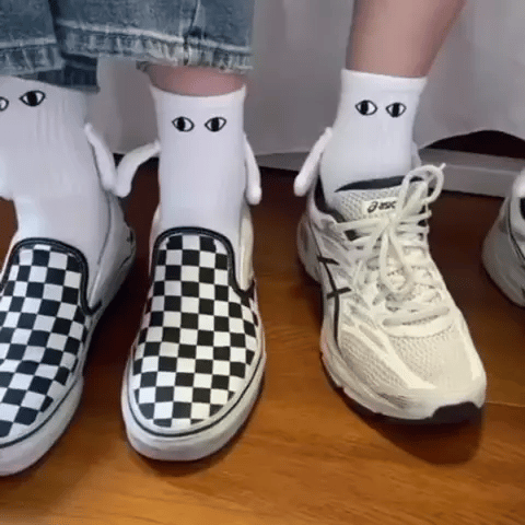 Hand-in-Hand Socks - Become Solemates Forever! (Set Of 2)-Black / Fit For All