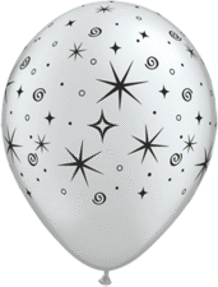 Wanna Party SParkles Swirl Silver-Black Balloons 11" - 6PC