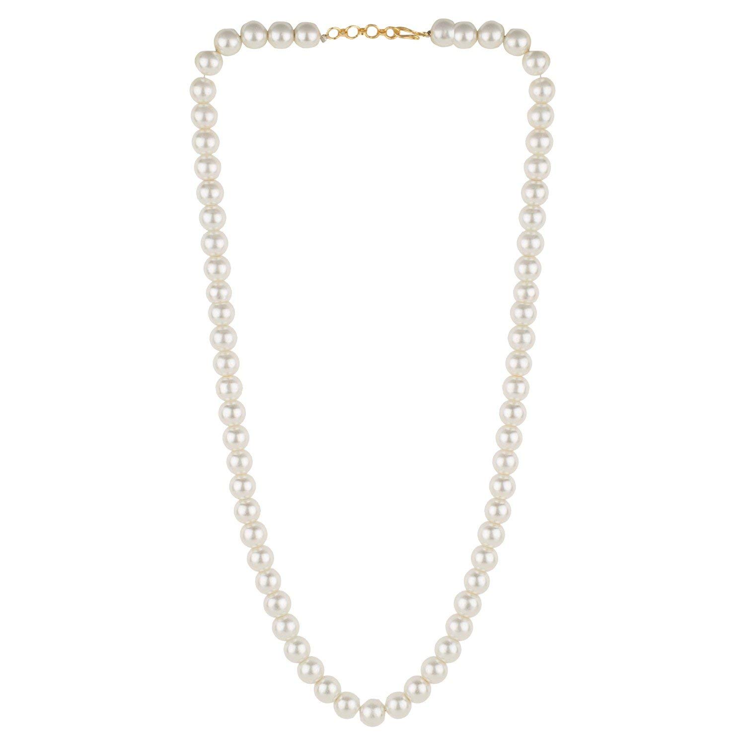 AV Fashion India - Single Line White Pearl Beaded Strand Statement Necklace/Mala for Women and Girls Fashion Jewellery