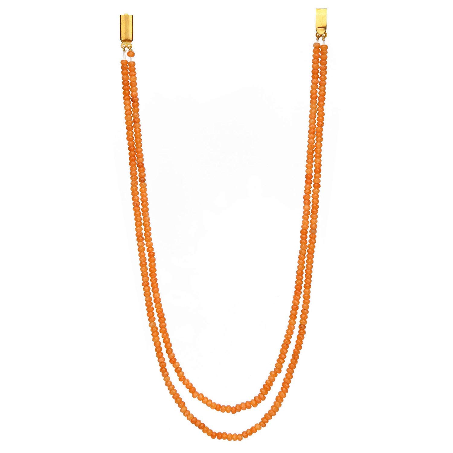 AV Fashion India - Onyx Beautiful Orange Colour Gemstone Beads Necklace 2 Layer Multistrand for Girl and Women Fashion Jewellery (AV_B29)