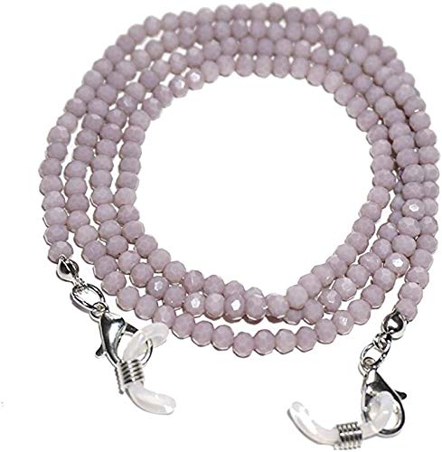 AV Fashion India - Semi Precious Crystal Round Beaded Spectacle Chain Lanyard String for Eyewear Frames, Specs, Reading Glasses, Sunglasses, 74 CM Goggles and Eyeglasses, Face Mask Color- Gray