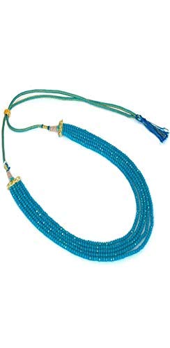 A V FASHION - BLUE CRYSTAL SEMI PRECIOUS GEMSTONE BEADS 5 LAYER NECKLACE FOR GIRL AND WOMEN BEADED 16" LONG ROUND FACETED NECKLACE FASHION JEWELLERY