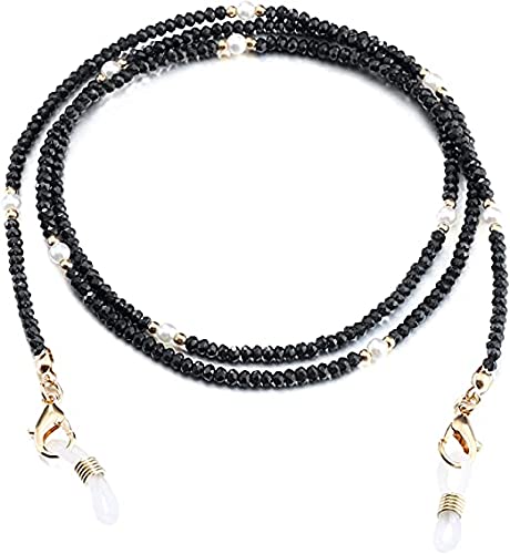AV Fashion India - Black Crystal Bead and Pearl Eyeglasses Chain, Sunglasses Beaded Chain, Reading Glasses Holder,Lanyard for Face Mask, Sunglasses, Goggles For Unisex Color - Black