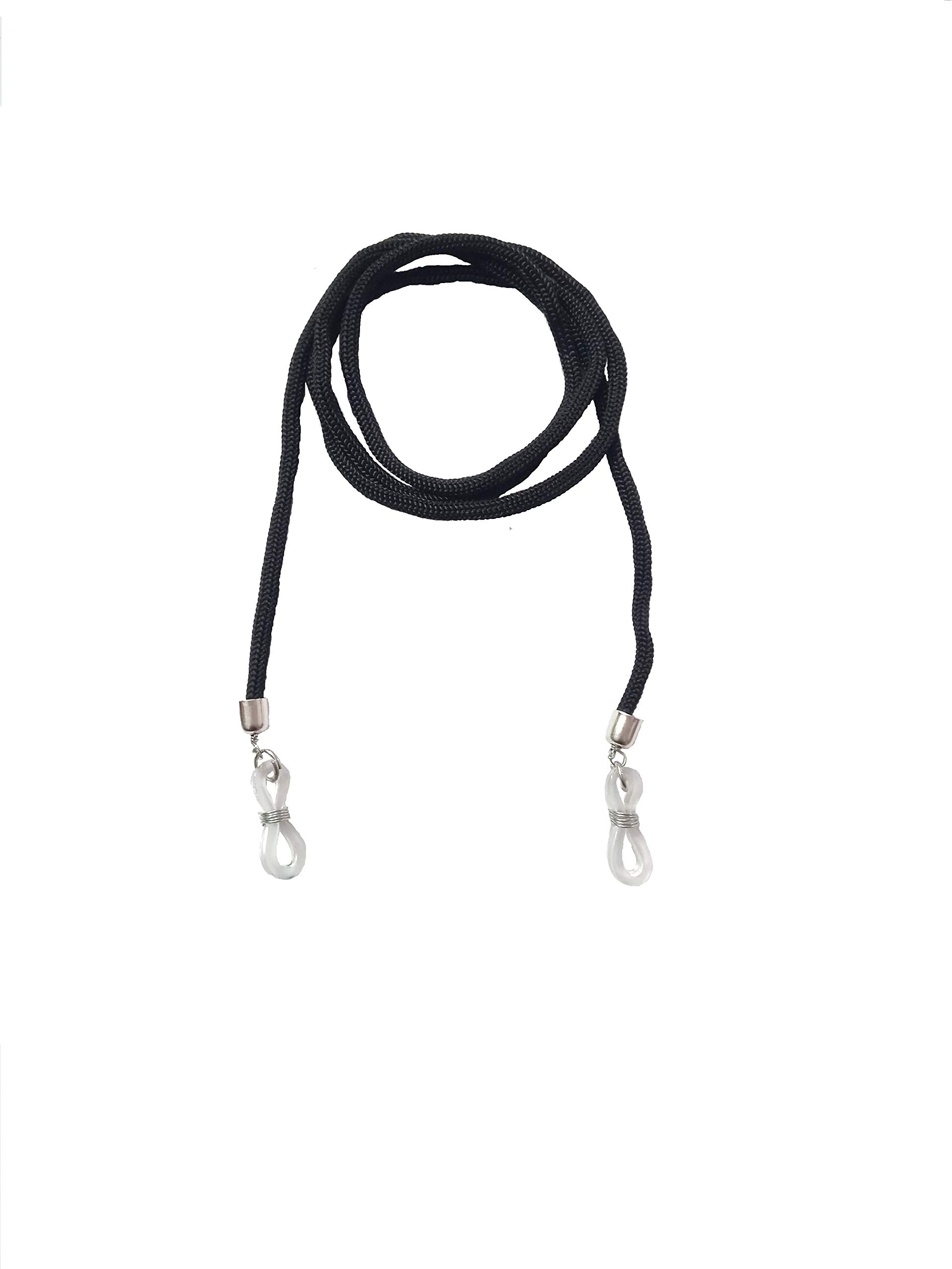 AV Fashion India - Black Nylon Dori Eyeglass Spectacle Cord Neck Strap String Chain Link Holder 74 cms Black Colour For Women Men Girl black dori