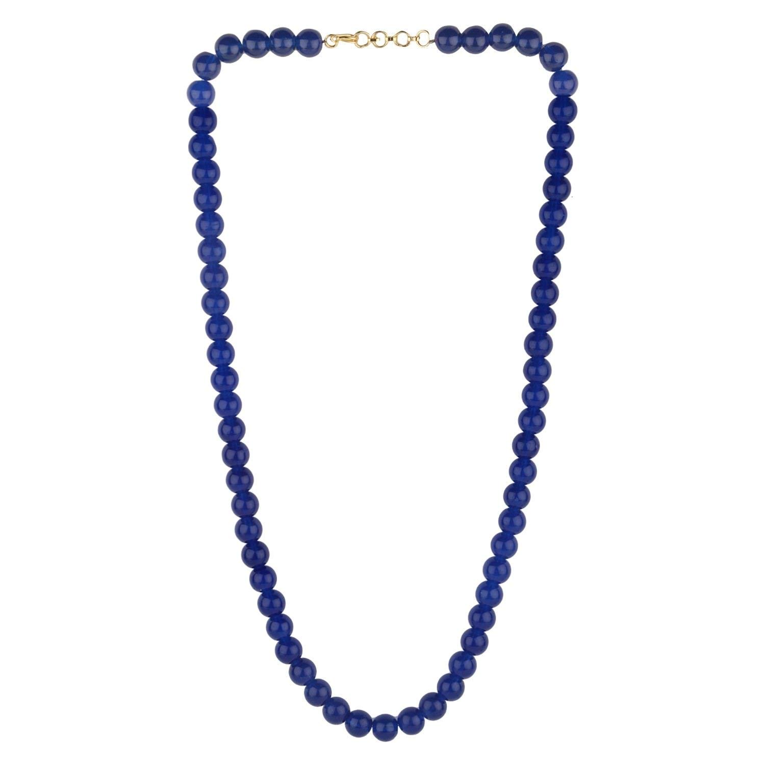 AV FASHION INDIA - Single Line Blue Crystal/Glass Stone Beaded Strand Statement Necklace/Mala for Women and Girls Fashion Jewellery