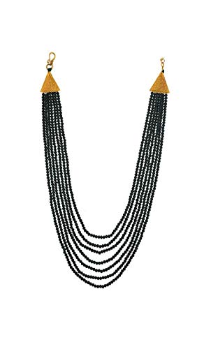 AV FASHION India - Crystal Opaque Black Onyx Colour Stone Beads Necklace 7 Layer Multistrand For Women and Girl Fashion Jewellery (AV_C32)