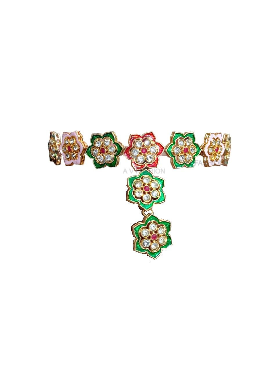 A V FASHION - Kundan Hair Band for Women Girls Tiara Head Hair Piece Sheeshphool Matha patti Ethnic Hair Accessory for Festive Season Weddings Shaadi (Same as shown in Image)