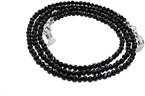 AV Fashion India - Round Beaded Eyeglasses Chain for Women, Sunglasses Chain, Reading Glasses Holder,Lanyard for Face Mask, Crystral Glass Beads, Sunglasses, Goggles and Eyeglasses, Color - Black