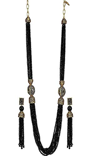 A V Fashion - Crystal Stone Beads Multi Layer Necklace Set Black Color 16 inch Long TraditionalMala for Women & Girl Fashion Jewellery (Same as Shown in Image)