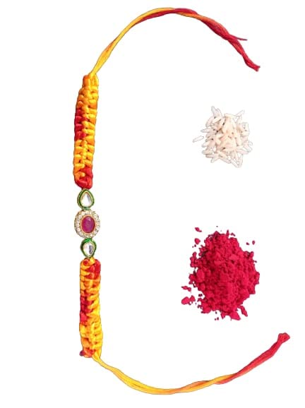 A V FASHION - Elegant Traditional Gold Plated/Rakhi Set of 1 for Men and Women/brother/sister/bhabhi Kundan with cubic zirconia Stone combo set (Pink Colour)