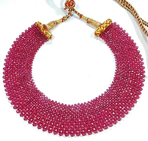 AV Fashion India - Semi Precious Gemstone Red Crystal Multi Layer Choker Necklace Chick mala for Women and Girl Fashion Jewellery (AV_ CRYSTAL02)