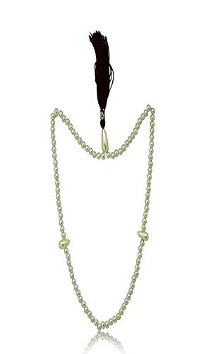 AV Fashion India - White Pearl Round Smooth 8 mm 99 Beads Religious Islamic Religion Tasbih for Muslim Prayer Men Women Pearl Chain (Color : White)