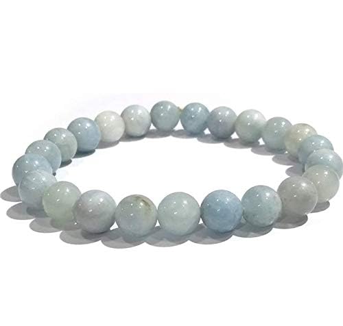 AV FASHION INDIA - Unique Natural Blue Lace Agate Healing Stone Round Smooth Beads Light Blue Bracelet Rakhi for Men & Women Girls Fashion Jewellery