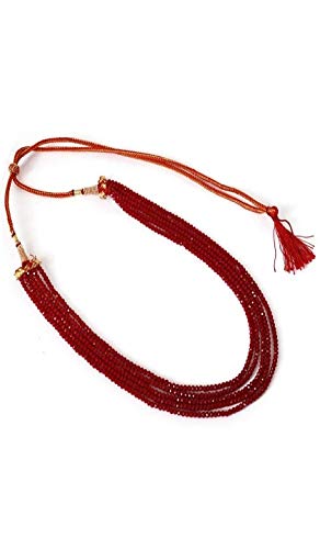 AV FASHION India - Red Colour Crystal Gemstone Beads Necklace 5 Layer Multistrand For Girl and Women Fashion Jewellery (AV_C65)