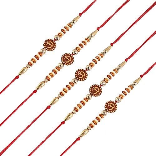 A V FASHION INDIA - Special Scented Handmade Ethnic OM Design Rakhi Set of 5 For Bhaiya Bhai Kids Dora rakhi (Same as Shown In Image)