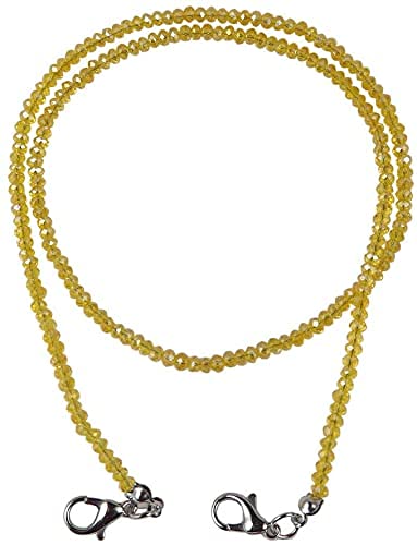 AV Fashion India - Face Mask Holder Beaded Women's Lanyard, Made in India, Hand Made Decorative Fashion Necklace, Holds Your Mask Around Your Neck 20" Long (Yellow Colour)