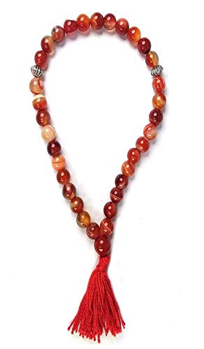 AV Fashion India - Semi Precious Gemstone Beads Red Haqiq Agate Islamic Salah 8 mm for Prayer 33 Beads Tasbih for Men Women (Color : Red)