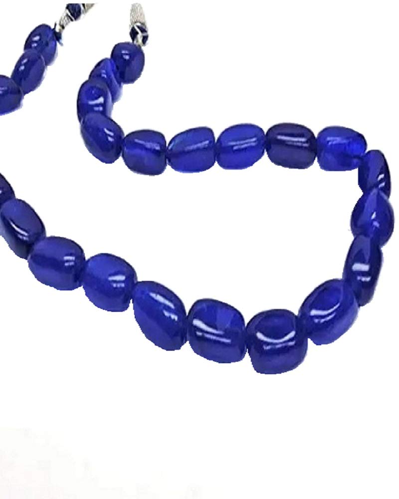 AV Fashion India - Blue Onyx Tumble Gemstone Single Layer Necklace for Girl and Women 1 Strand Blue Mala Fashion Jewellery (AV_T12)