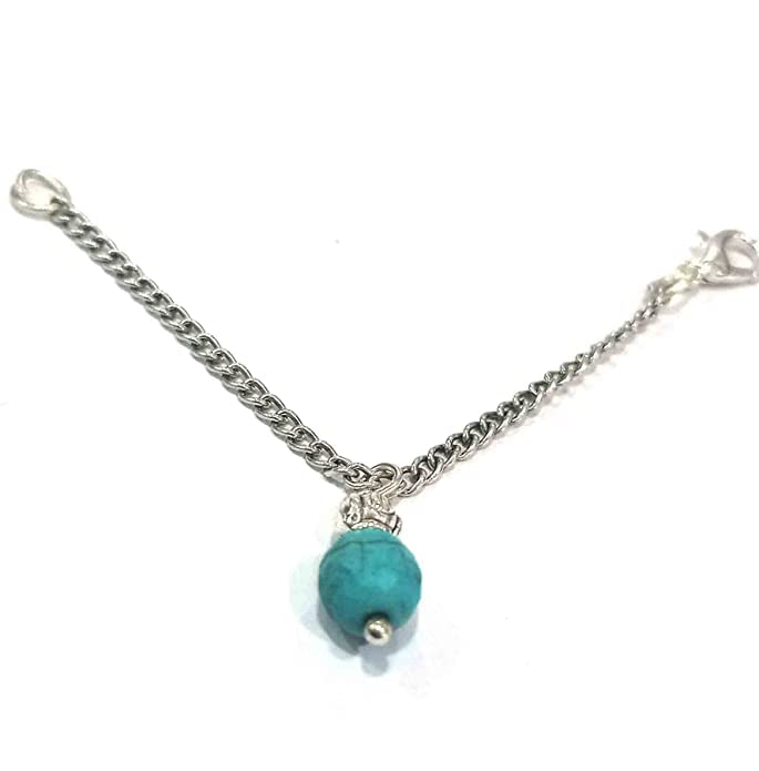 A V FASHION - Semi Precious Turquoise Gemstone Beads Adjustable Bracelet Charm Watch Charm Bag Charm Mobile Charm 4 Inch Long 10 mm Beads( Same as Shown In Image )