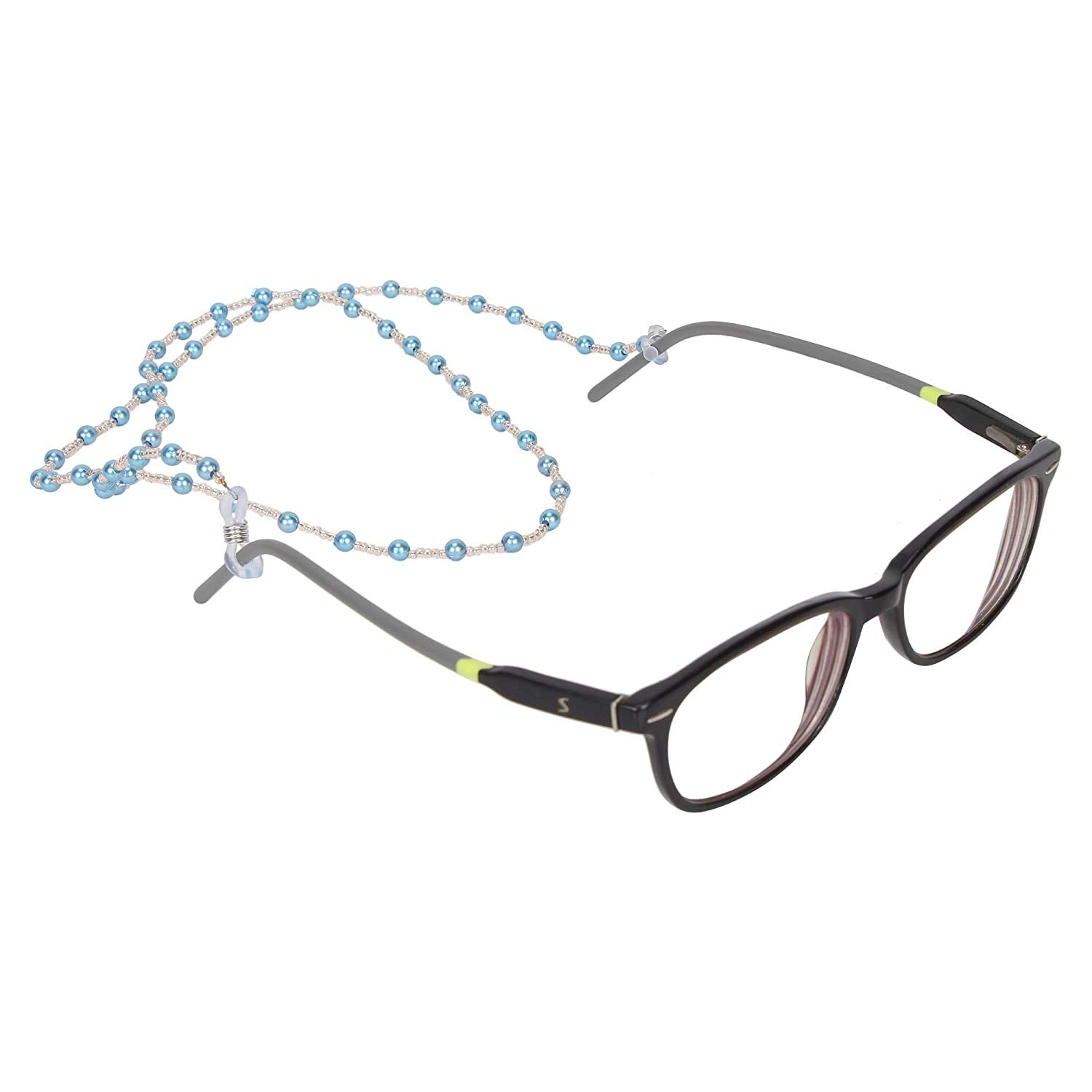 AV Fashion India - Blue Pearls & Beads Adjustable Unisex Eyeglass Chain Spectacle Cord Neck Strap String Chain Link Holder 74 cms Multi colour for Women Men and Girl Adjustable Unisex Eyeglass Chain