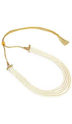 AV FASHION India - Crystal Gemstone Beads Necklace 5 Layer Multistrand For Girl and Women Off White Colour Fashion Jewellery (AV_C61)
