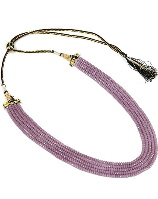 AV FASHION India - Purple Colour Crystal Gemstone Beads Necklace 5 Layer Multistrand For Girl and Women Fashion Jewellery (AV_C67)