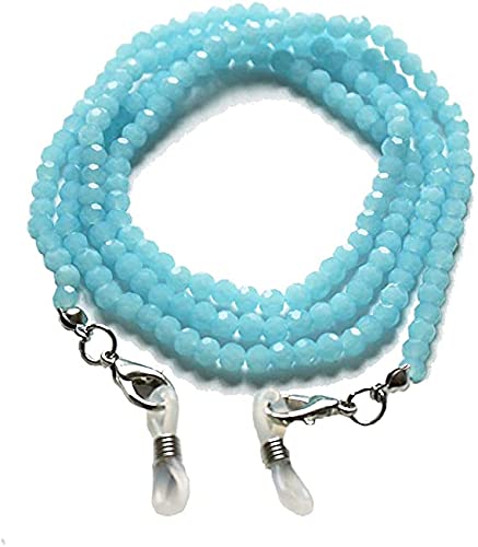 AV Fashion India - Semi Precious Crystal Round Beaded Spectacle Chain Lanyard String for Eyewear Frames, Specs, Reading Glasses, Sunglasses, 74 CM Goggles and Eyeglasses, Face Mask Color- Sky Blue