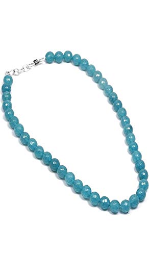 AV Fashion india - Aqua Colour Onyx Stone Beads Necklace for Girl and Women 1 Layer Faceted Round Mala Jewellery (AV_R16)