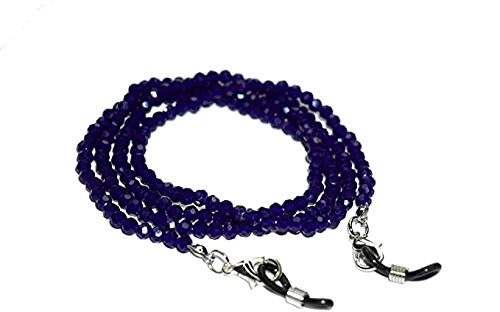 AV Fashion India - Round Beaded Eyeglasses Chain for Women, Sunglasses Chain, Reading Glasses Holder,Lanyard for Face Mask, Crystral Glass Beads, Sunglasses, Goggles and Eyeglasses, Color- Royal Blue