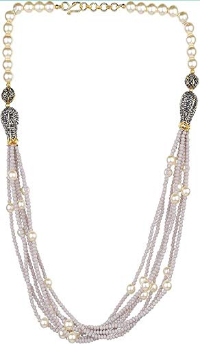 A V Fashion - Crystal Stone Beads Multi Layer Necklace Set Traditional Designer Grey Color Mala for Women and Girl Fashion Jewellery (Same as Shown in Image)