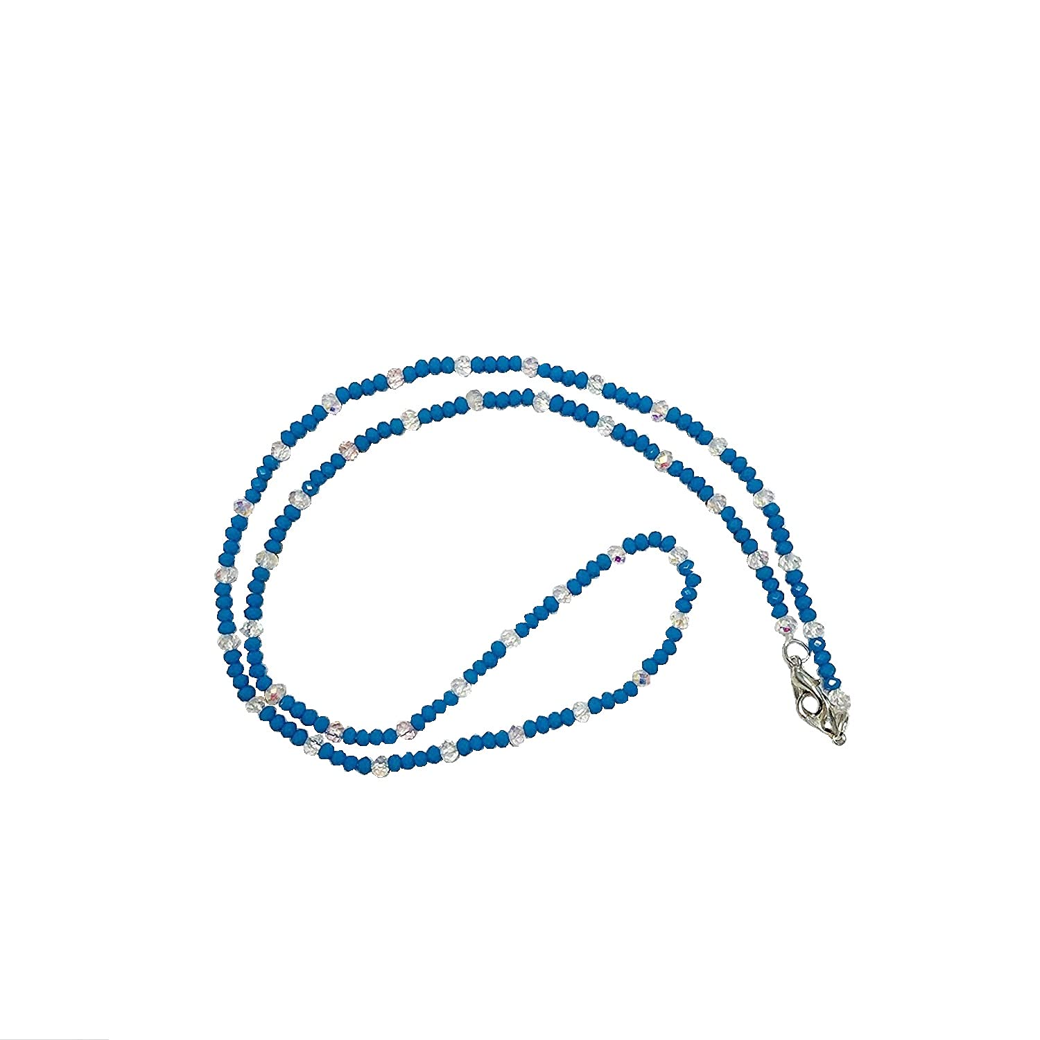 AV Fashion India - Turquoise Blue with white Crystal Round Beaded Eyeglasses Chain for Women, Sunglasses Chain, Reading Glasses Holder,Lanyard for Face Mask, Crystal Glass Beads, Goggles Color - Turquoise Blue