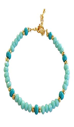 A V FASHION India - Semi Precious Turquoise And Crystal Gemstone Beads Bracelet For Girl and Women Men Fashion Jewellery (Same as Shown in Image)