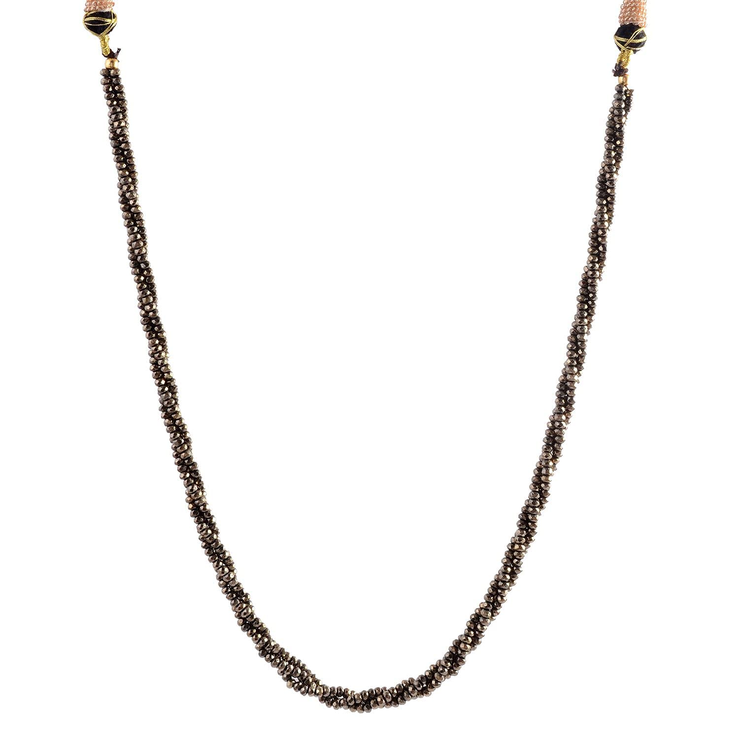 A V FASHION - Light Golden Color Natural Hematite Semi Precious Gemstone Beaded 3 Layer Twist Necklace Chain for Women & Girls Fashion Jewellery