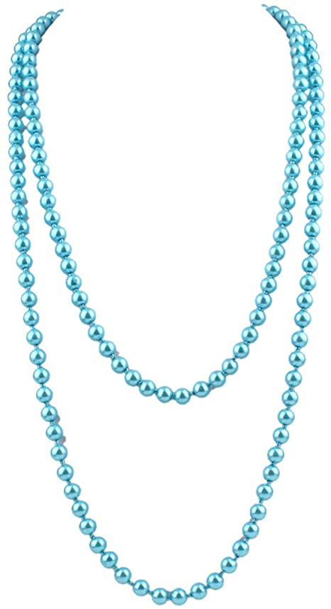 AV Fashion India - Fashion Faux Pearls Pendants Beads Cluster Long Pearl Necklace for Costume Party Jewelry 55"