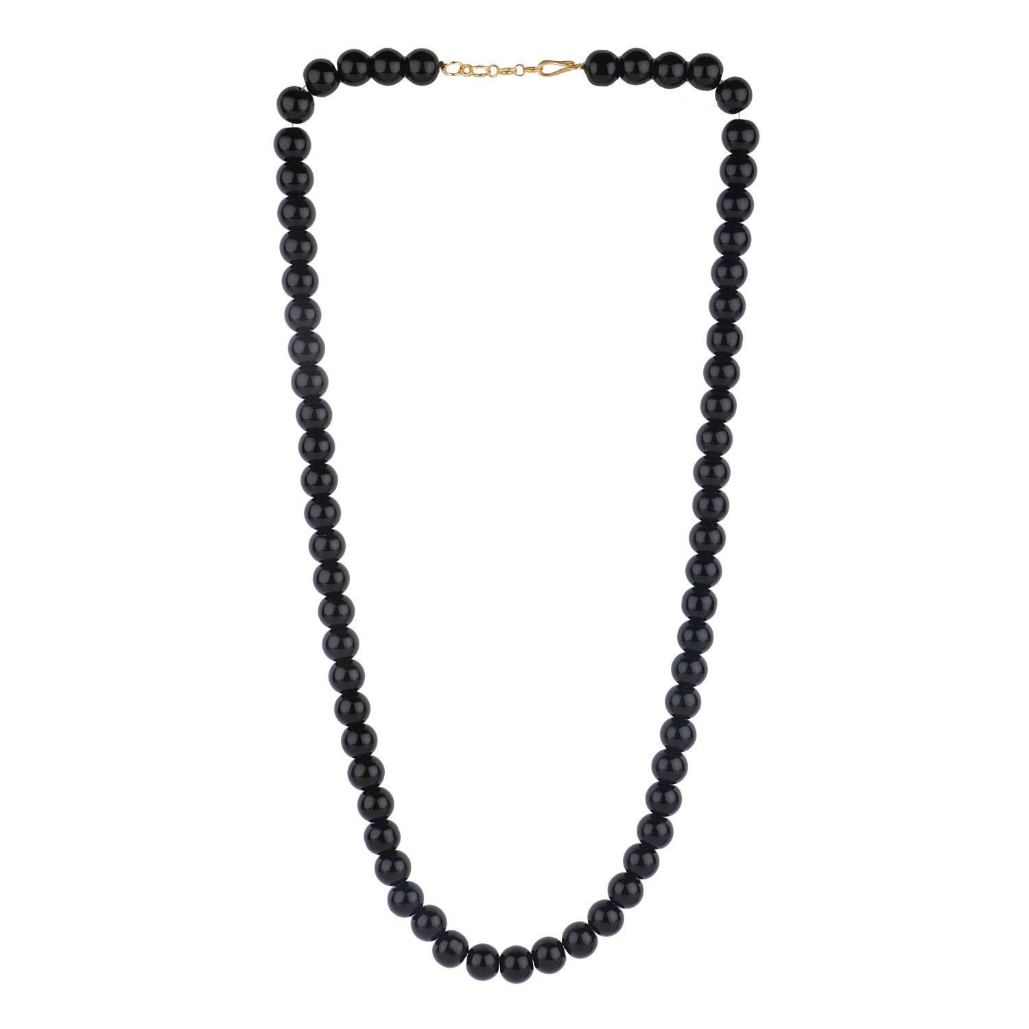 AV FASHION INDIA - Single Line Black Crystal/Glass Stone Beaded Strand Statement Necklace/Mala for Women and Girls Fashion Jewellery