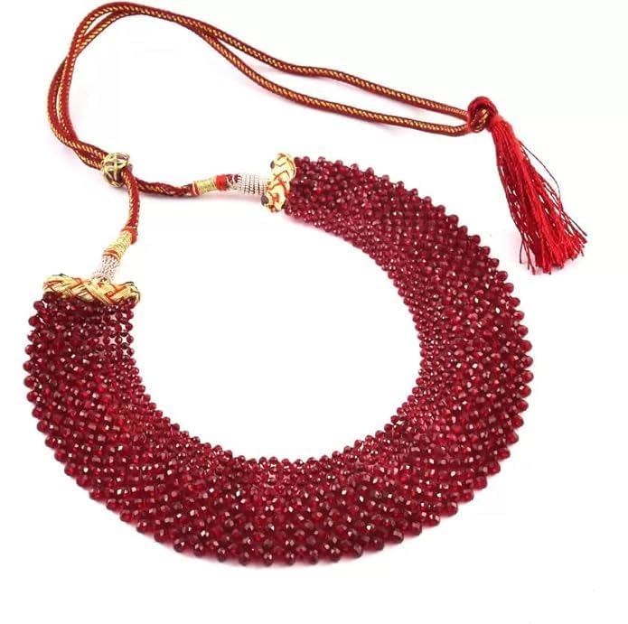 Semi Precious Gemstone Red Colour Hydro Multi Layer Choker Necklace Chick mala for Women and Girl Fashion Jewellery