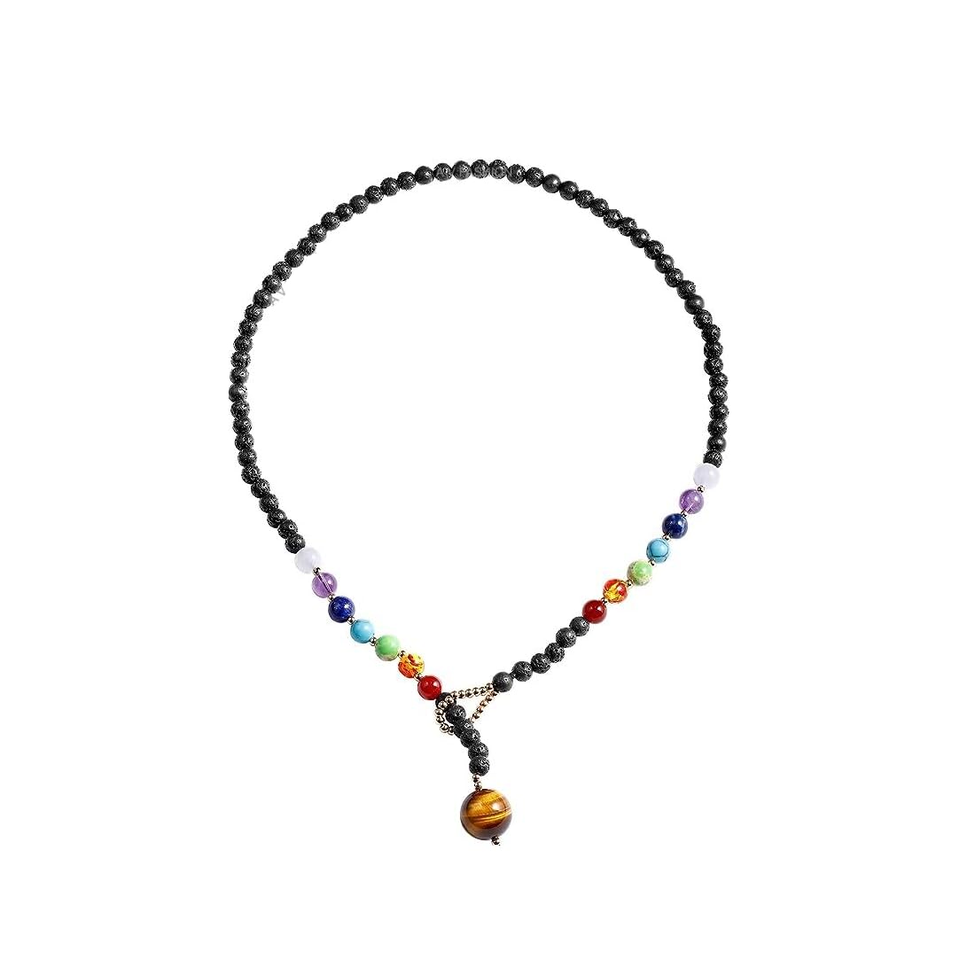 A V FASHION - 7 Chakra Choker Necklace for Women Tiger Eye with Lava Rock Crystals Meditation Spiritual Gifts Women's y Necklaces Unisex Necklace (Same As Shown In Image)