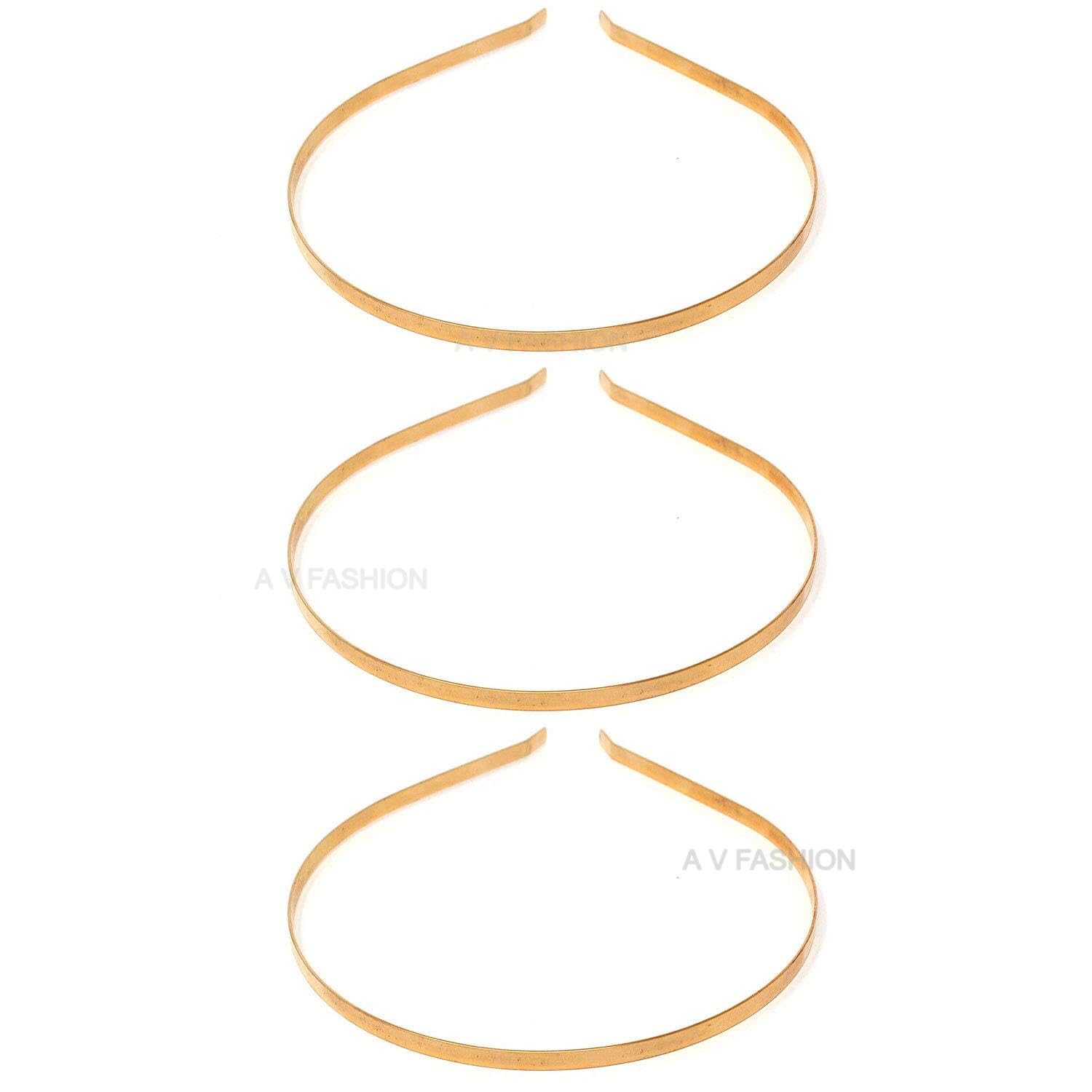 A V FASHION - 5PC Gold Plated Brass Hair Band for Women Girls Tiara Head Hair Piece Sheeshphool Matha patti Ethnic Hair Accessory for Festive Season Weddings Shaadi Head Piece.