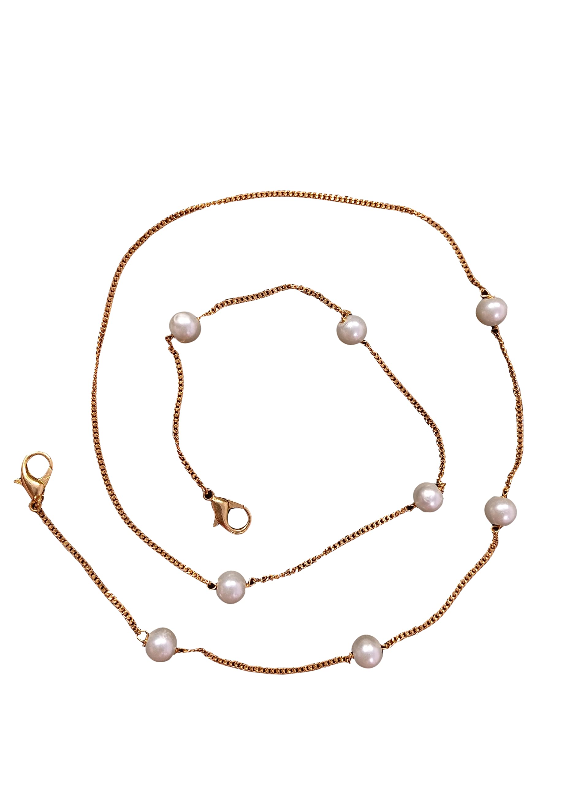 AV Fashion India - Pearl Beads Face Mask Holder Eyeglass Chain Strap Holder Cord Eyewear Necklace Retainer for Women Beaded Lanyard, Made in India, Holds Your Mask Around Your Neck 25" Long